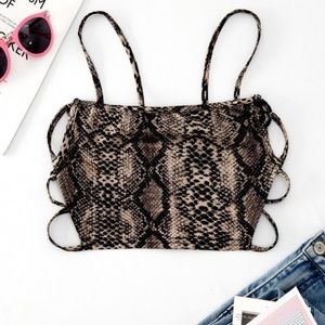 Snake Print Crop Top W/ Ties